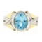 Estate 14kt Two Tone Gold 2.10 ctw Oval Aquamarine Grooved Cocktail Ring