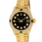 Rolex Ladies 18K Yellow Gold Black Diamond And Sapphire President Wristwatch Wit