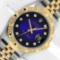 Rolex Mens 2 Tone Blue Vignette Diamond Datejust Oyster Perpetual Datejust With