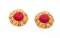 Chanel Gold Red CC Round Earrings