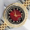 Rolex Mens 2 Tone Red Vignette String VS 3 ctw Channel Set Diamond Datejust Wris