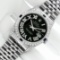 Rolex Mens Stainless Steel Black Roman Diamond Lugs & Sapphire Datejust Wristwat