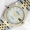 Rolex Mens 2 Tone Mother Of Pearl Diamond & Sapphire 36MM Datejust Wristwatch