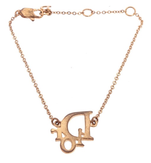 Christian Dior Gold Logo Pendant Necklace