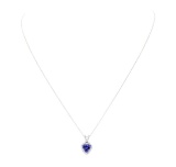 1.48 ctw Tanzanite and Diamond Pendant With Chain - 14KT White Gold