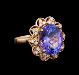 14KT Rose Gold 8.58 ctw Tanzanite and Diamond Ring