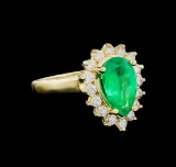 1.73 ctw Emerald and Diamond Ring - 14KT Yellow Gold