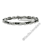 18kt White Gold 8.33 ctw Round White and Black Diamond Cable Link Bracelet