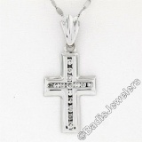 14kt White Gold 0.60 ctw Round Brilliant Diamond Cross Pendant Necklace