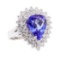 5.10 ctw Tanzanite and Diamond Ring - 14KT White Gold