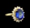 14KT Yellow Gold 5.44 ctw Tanzanite and Diamond Ring