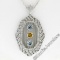 18kt White Gold 2.15 ctw Aquamarine, Citrine, & Diamond Open Milgrain Pendant Ne