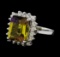 4.62 ctw Ametrine Quartz and Diamond Ring - 14KT White Gold