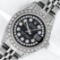 Rolex Ladies Stainless Steel 26MM Black Diamond Lugs Datejust Wristwatch Service