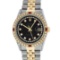 Rolex Mens 2 Tone Black String Diamond Lugs & Ruby Oyster Perpetual Datejust 36M