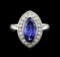 14KT White Gold 4.01 ctw Tanzanite and Diamond Ring