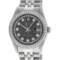 Rolex Mens Stainless Steel Rhodium String Diamond 36MM Datejust Wristwatch
