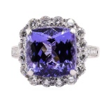 9.18 ctw Tanzanite and Diamond Ring - Platinum