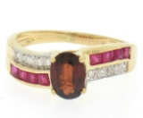 14kt Yellow Gold 1.58 ctw Garnet, Ruby, and Diamond Ring