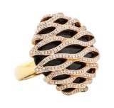 1.65 ctw Diamond and Onyx Ring - 18KT Rose Gold