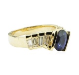 2.05 ctw Round Brilliant Blue Sapphire And Diamond Ring - 14KT Yellow Gold