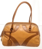 Prada Orange Brown Leather Shoulder Bag