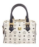 MCM White Black Canvas Tote Bag