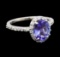 1.78 ctw Tanzanite and Diamond Ring - 14KT White Gold