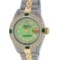 Rolex Ladies 2 Tone 18K Gold Bezel Green String Diamond & Emerald Datejust Wrisw