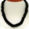 14k Gold Long Multi Strand Black Onyx Necklace w/ Freshwater Pearl & Coral Bead