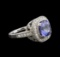 4.26 ctw Tanzanite and Diamond Ring - 14KT White Gold