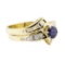 1.03 ctw Blue Sapphire And Diamond Ring And Band - 14KT Yellow Gold