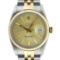 Rolex Mens 2 Tone Champagne Index 36MM Oyster Perpetual Datejust Wristwatch