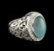 14KT White Gold 9.14 ctw Aquamarine and Diamond Ring