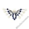 Estate 10kt White Gold 1.00 ctw Sapphire & Pearl Open Butterfly Brooch or Pendan