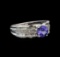 14KT White Gold 0.85 ctw Tanzanite and Diamond Ring