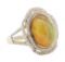 5.05 ctw Opal and Diamond Ring - 14KT Yellow Gold