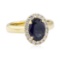 1.48 ctw Sapphire and Diamond Ring - 14KT Yellow Gold