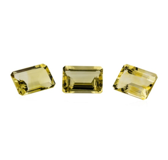 20.84 ctw.Natural Emerald Cut Citrine Quartz Parcel of Three