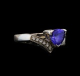 18KT White Gold 1.34 ctw Tanzanite and Diamond Ring