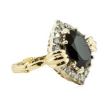 5.75 ctw Oval Brilliant Onyx And Diamond Ring - 14KT Yellow And White Gold