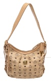 MCM Beige Visetos Coated Canvas Hobo Bag