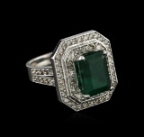 14KT White Gold 3.28 ctw Emerald and Diamond Ring