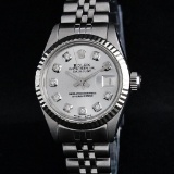 Rolex Ladies Stainless Steel Silver Diamond 26MM Datejust Wristwatch