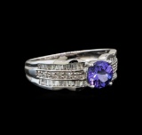 14KT White Gold 0.85 ctw Tanzanite and Diamond Ring