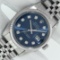 Rolex Mens Stainless Steel 36MM Blue Diamond Datejust Oyster Perpetual Wristwatc