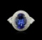 14KT White Gold 3.50 ctw Tanzanite and Diamond Ring