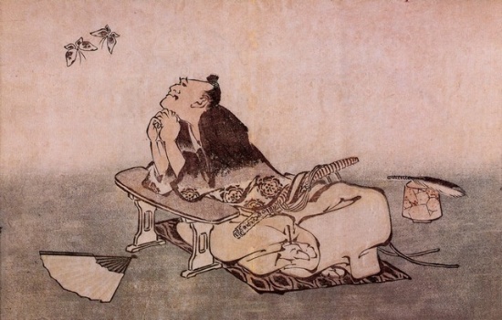 Hokusai - A Philospher looking at Two Butterflies