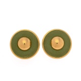 Hermes Green Leather Clip-on Earrings