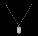 8.67 ctw Opal and Diamond Pendant With Chain - 14KT White Gold